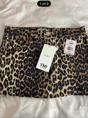 YMI Leopard Print Mini Skirt in Brown and Black
